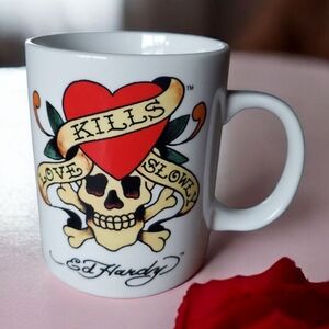 Ed Hardy Love Kills Slowly Mug Red Black Tan 12 Oz